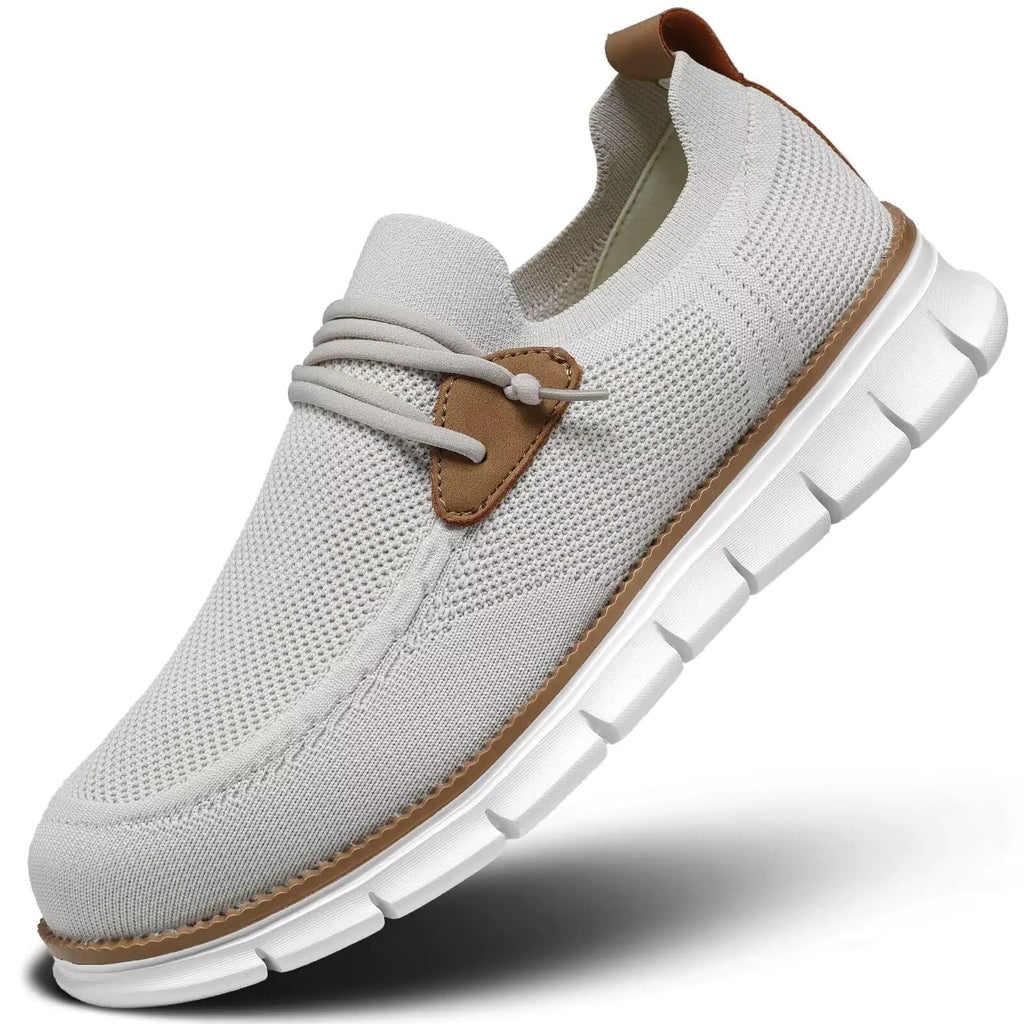 Mens Casual Loafers Shoes Slip On Fashion Walking Dress Sneakers Business Oxfords Work Lightweight Soft Sole Zapatos Beige