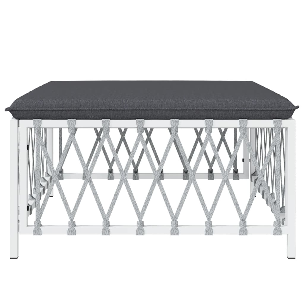 vidaXL Patio Footstool with Cushion White Woven Fabric