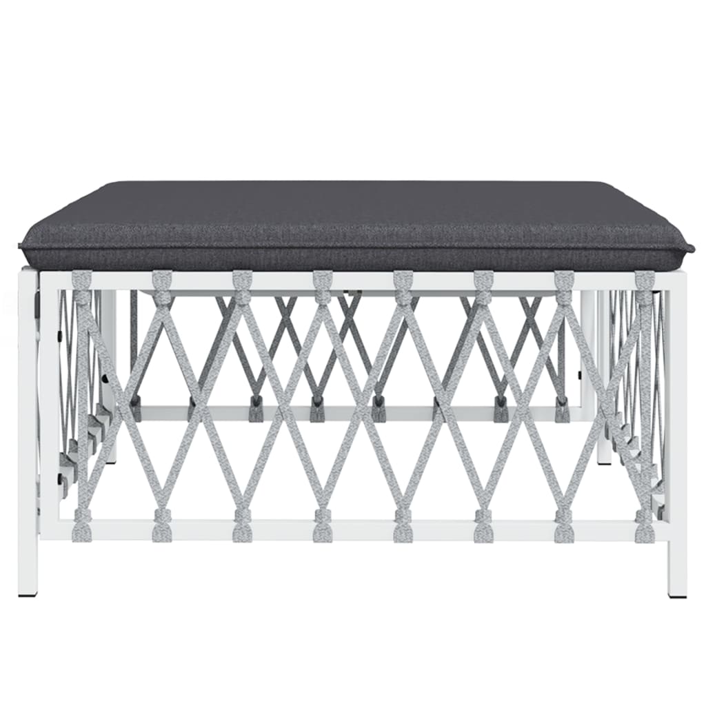vidaXL Patio Footstool with Cushion White Woven Fabric