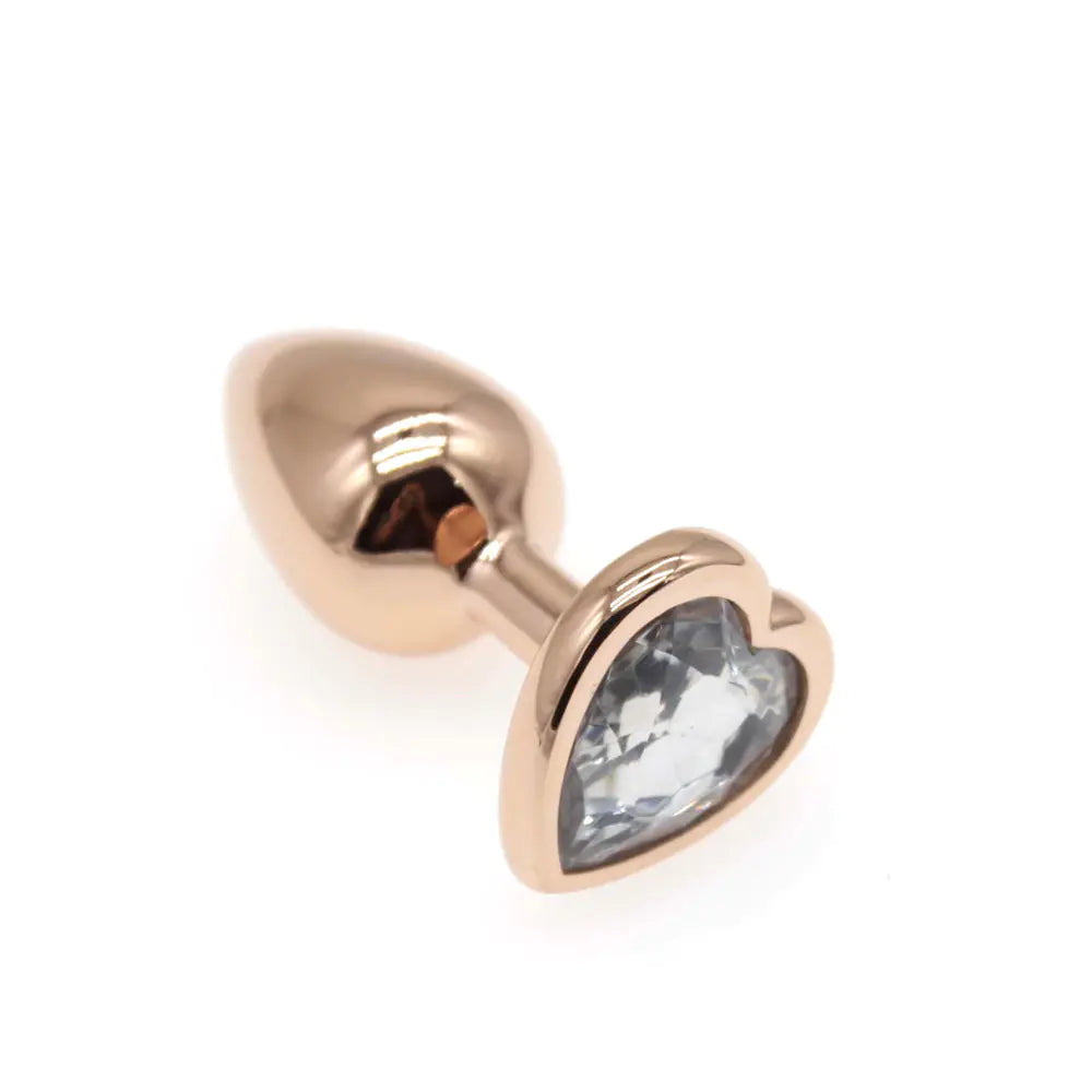 Small S Rose Gold Heart Diamond Butt Plug AD205