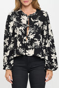 Floral Print Top with Front Tie Detail