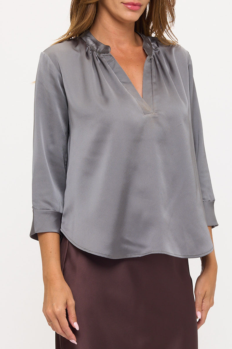 V-Neck Satin Blouse.
