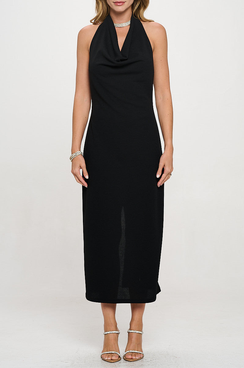 Cowl neck Open Back Bodycon Dress