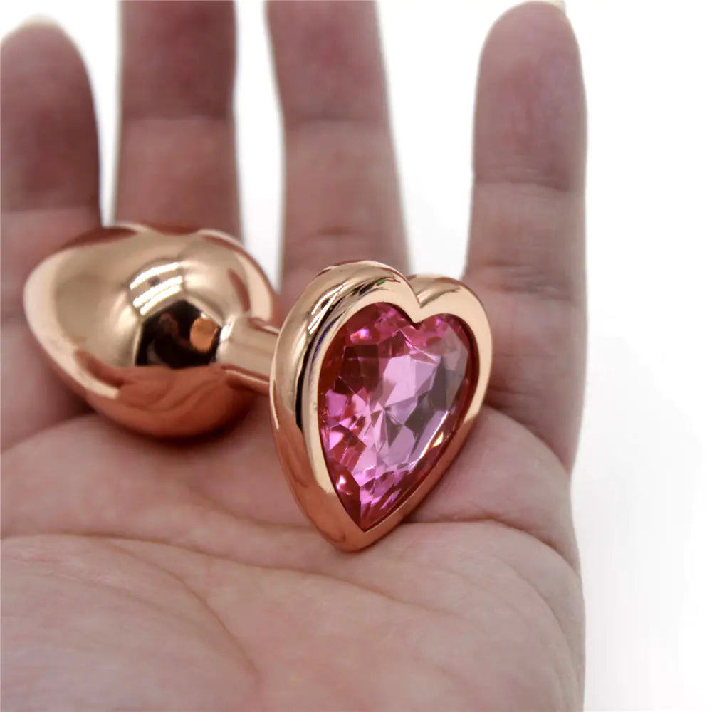 Small S Rose Gold Heart Diamond Butt Plug AD205