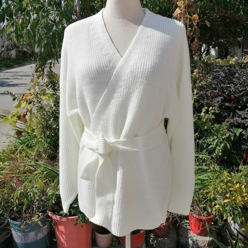 Autumn Winter Women's Chunky Knit Cardigan Robe