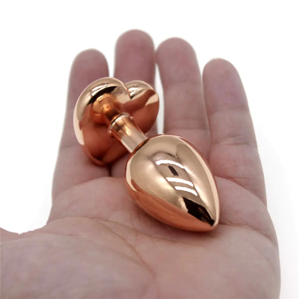 Small S Rose Gold Heart Diamond Butt Plug AD205