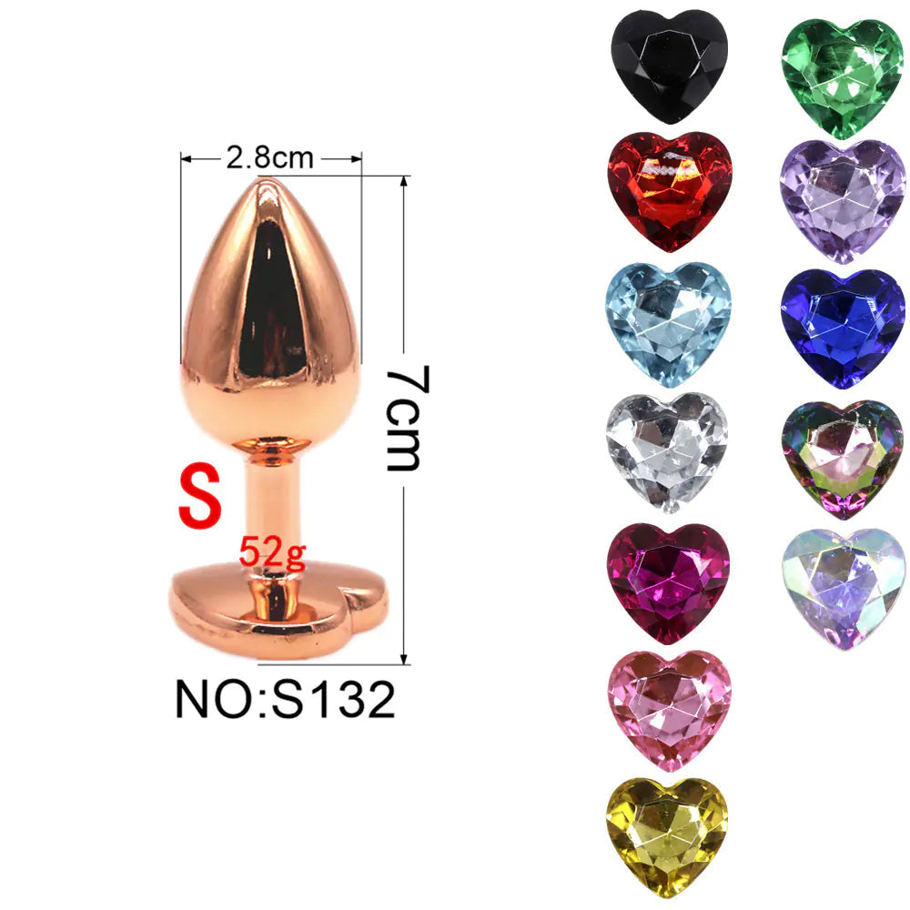 Small S Rose Gold Heart Diamond Butt Plug AD205